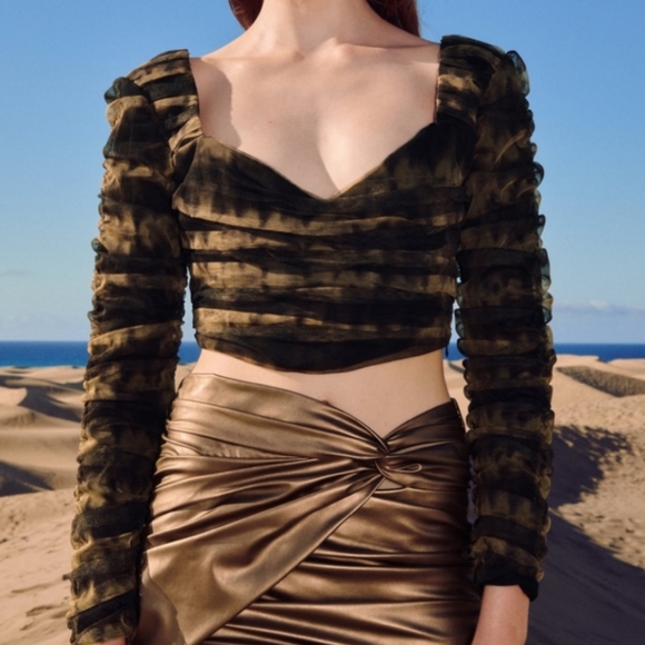 Zara Tops - Zara Animal Print Crop Top, Size L
